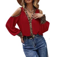 Women's Blouse Long Sleeve Blouses Patchwork Vintage Style Color Block Leopard main image 3