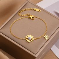 Fashion Daisy Titanium Steel Inlay Rhinestones Bracelets main image 6