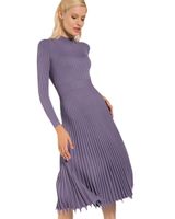 Women's Regular Dress Fashion Round Neck Tassel Pleated Long Sleeve Solid Color Midi Dress Daily main image 3