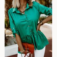 Fashion Solid Color Polyester Shirt Collar Long Sleeve Regular Sleeve Patchwork Blouse main image 4