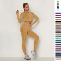 Basic Solid Color Nylon Round Neck Active Sets Suit Jogger Pants main image 6