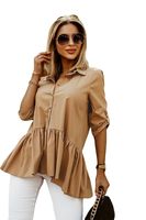Fashion Solid Color Polyester Shirt Collar Long Sleeve Regular Sleeve Patchwork Blouse main image 3