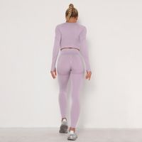 Basic Solid Color Nylon Round Neck Active Sets Suit Jogger Pants main image 3