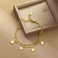 Fashion Flower Titanium Steel Bracelets Plating Inlay Artificial Gemstones Stainless Steel Bracelets sku image 107