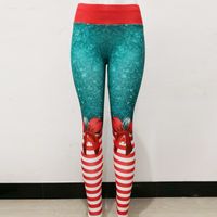 Fashion Christmas Tree Stripe Spandex Polyester Ankle-length Printing Leggings main image 3
