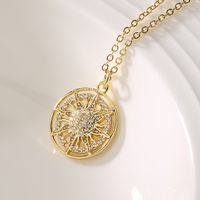1 Piece Fashion Sun Key Copper Inlay Zircon Pendant Necklace main image 2