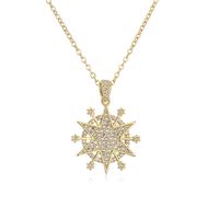1 Piece Fashion Sun Key Copper Inlay Zircon Pendant Necklace sku image 1