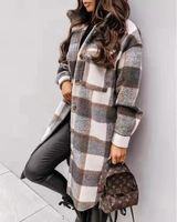 Women's Casual Plaid Button Single Breasted Coat Woolen Coat main image 1