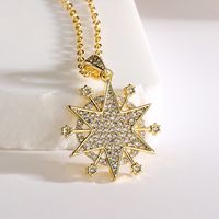 1 Piece Fashion Sun Key Copper Inlay Zircon Pendant Necklace main image 4