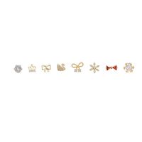 1 Set Fashion Rainbow Butterfly Fish Tail Copper Inlaid Zircon Ear Studs main image 2