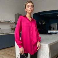 Frau Bluse Lange Ärmel Blusen Taste Elegant Mode Einfarbig main image 5