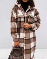 Women's Casual Plaid Button Single Breasted Coat Woolen Coat main image 3
