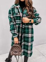 Women's Casual Plaid Button Single Breasted Coat Woolen Coat main image 2