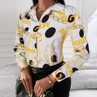 Women's Blouse Long Sleeve Blouses Printing Button Casual Geometric main image 2