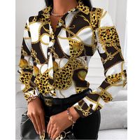Women's Blouse Long Sleeve Blouses Printing Button Casual Geometric main image 3