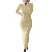 Fashion Geometric Round Neck Long Sleeve Patchwork Jacquard Polyester Dresses Maxi Long Dress Pencil Skirt main image 2