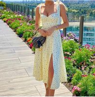 Women's Regular Dress Elegant Simple Style Square Neck Backless Sleeveless Ditsy Floral Midi Dress Daily Beach main image 3