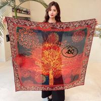 Women's Elegant Basic Lady Animal Camry Brocade Printing Silk Scarves sku image 12