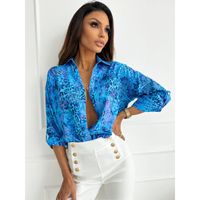 Women's Blouse Long Sleeve Blouses Printing British Style Color Block main image 4
