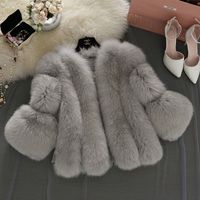 Women's Fashion Solid Color Patchwork Placket Coat Faux Fur Coat main image 2