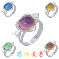 Exaggerated Animal Star Smiley Face Metal Animal Plating Mixed Materials Women's Open Ring sku image 12
