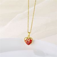 Stainless Steel Brass Fashion Plating Inlay Heart Shape Zircon Pendant Necklace sku image 3