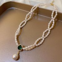 Glam Retro Heart Shape Bow Knot Imitation Pearl Beaded Plating Inlay Rhinestones Women's Layered Necklaces sku image 9
