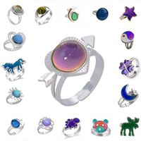 Exaggerated Animal Star Smiley Face Metal Animal Plating Mixed Materials Women's Open Ring main image 1
