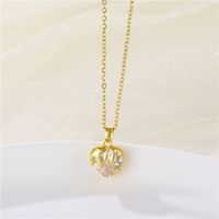 Stainless Steel Brass Fashion Plating Inlay Heart Shape Zircon Pendant Necklace main image 5