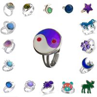 Exaggerated Animal Star Smiley Face Metal Animal Plating Mixed Materials Women's Open Ring main image 4