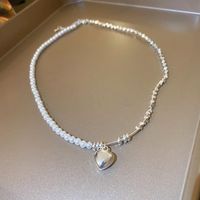 Glam Retro Heart Shape Bow Knot Imitation Pearl Beaded Plating Inlay Rhinestones Women's Layered Necklaces sku image 16