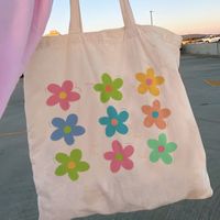 Women's Cute Letter Smiley Face Flower Shopping Bags sku image 1