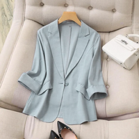 Women's Blazer Long Sleeve Blazers Washed Button Business Simple Style Simple Solid Color main image 2