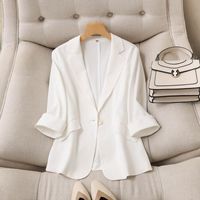 Women's Blazer Long Sleeve Blazers Washed Button Business Simple Style Simple Solid Color main image 1