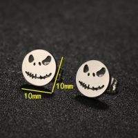 1 Pair Funny Simple Style Cool Style Smiley Face Plating Hollow Out Stainless Steel Ear Studs main image 5