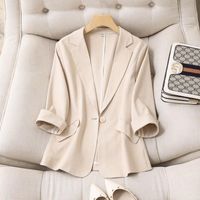 Women's Blazer Long Sleeve Blazers Washed Button Business Simple Style Simple Solid Color main image 6