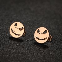 1 Pair Funny Simple Style Cool Style Smiley Face Plating Hollow Out Stainless Steel Ear Studs main image 4