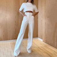 Women's Casual Solid Color Polyester Pocket Pants Sets main image 1