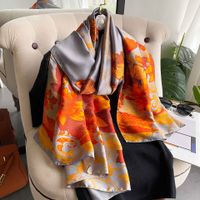 Women's Elegant Basic Color Block Flower Satin Scarf sku image 10