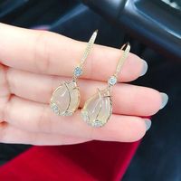 1 Pair Elegant Lady Geometric Plating Inlay Alloy Artificial Gemstones Drop Earrings sku image 9
