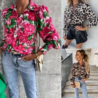 Women's Blouse Long Sleeve Blouses Printing Fashion Flower Leopard main image 1