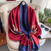 Women's Elegant Basic Color Block Flower Satin Scarf sku image 2