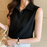 Women's Blouse Sleeveless Blouses Button Casual Simple Style Simple Solid Color main image 8