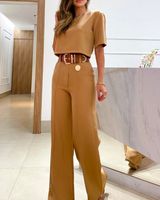 Women's Casual Solid Color Polyester Pocket Pants Sets main image 4