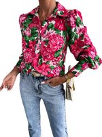 Women's Blouse Long Sleeve Blouses Printing Fashion Flower Leopard main image 4
