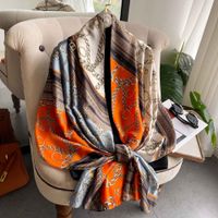 Women's Elegant Basic Color Block Flower Satin Scarf sku image 13