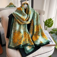 Women's Elegant Basic Color Block Flower Satin Scarf sku image 18