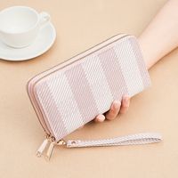 Women's Plaid Pu Leather Zipper Wallets sku image 4