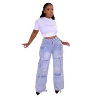 Women's Daily Simple Style Solid Color Full Length Pocket Ripped Jeans main image 7