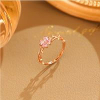 Lady Simple Style Korean Style Flower Copper Inlay Zircon Open Rings main image 5